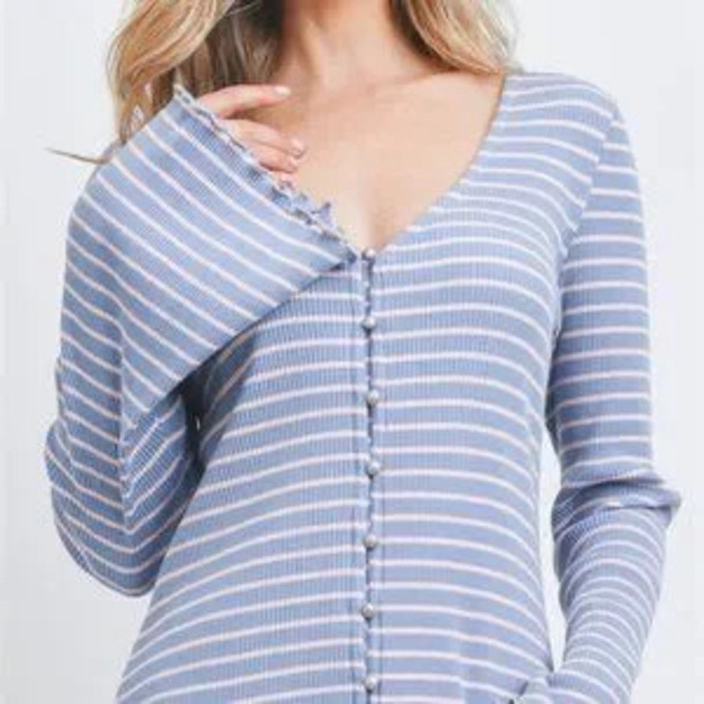 BLUE PINK STRIPES DRESS - Picture 7 of 7